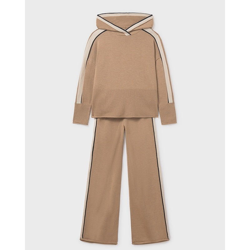 Mayoral Kışlık Kız Kapşonlu Sweatshirt Pantolon Set Kahverengi