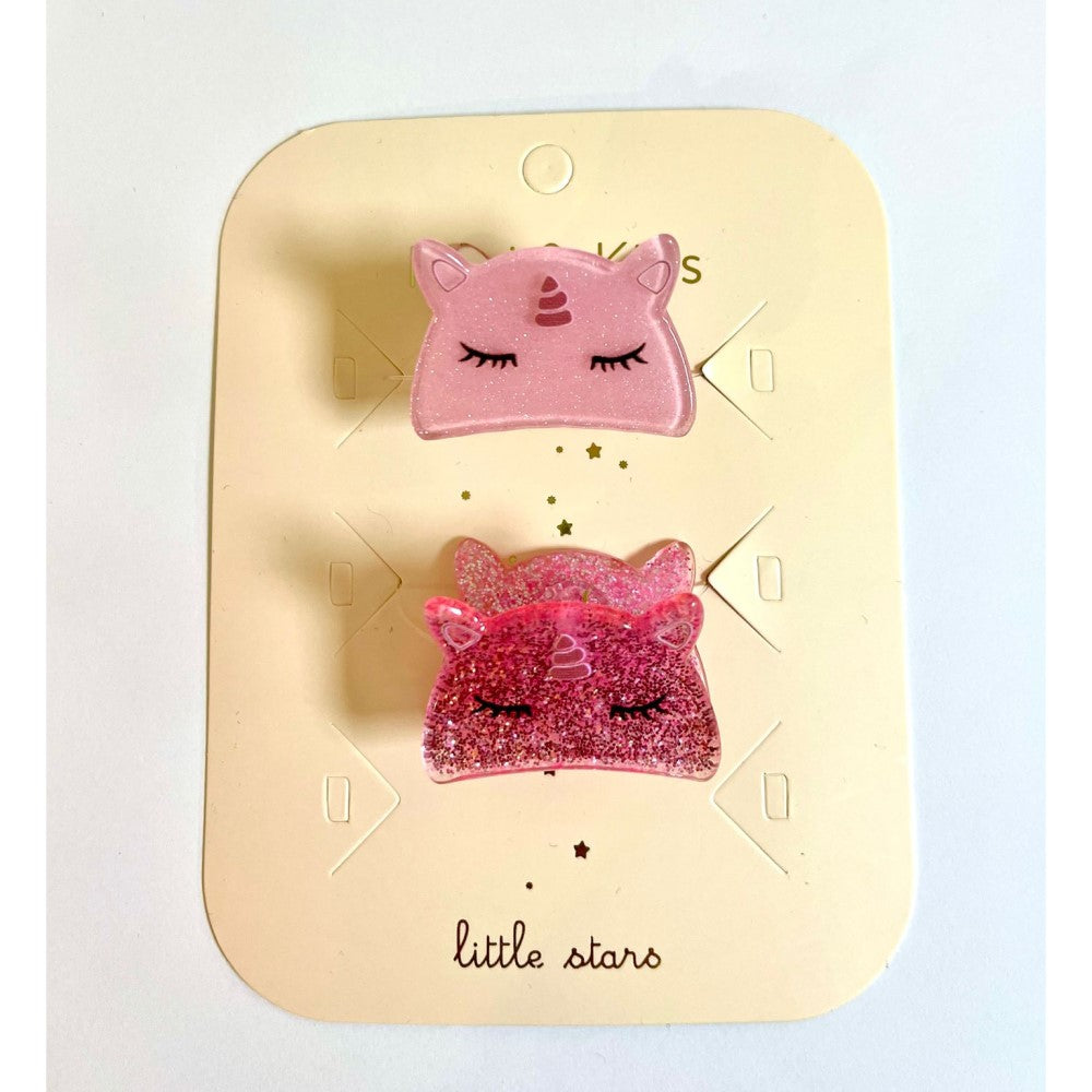 Mini & Kids - Unicorn Simli Akrilik Toka 2'li Pembe