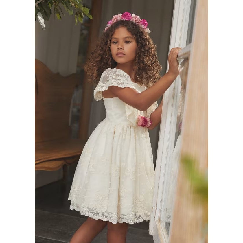 Abel & Lula Yazlık Kız Abiye Elbise Ekru