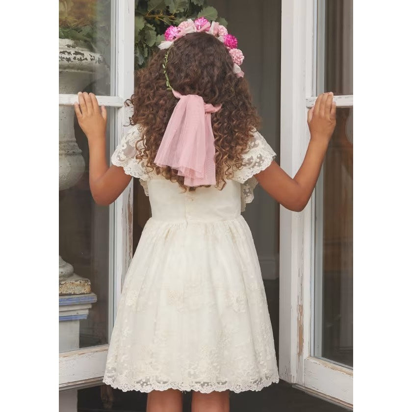 Abel & Lula Yazlık Kız Abiye Elbise Ekru