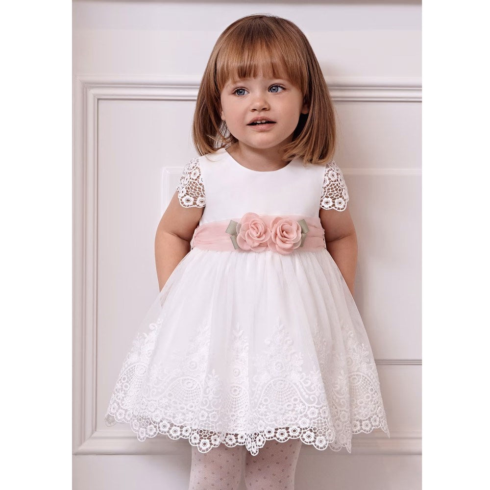 Abel & Lula Yazlık Kız Bebek Abiye Elbise Ekru