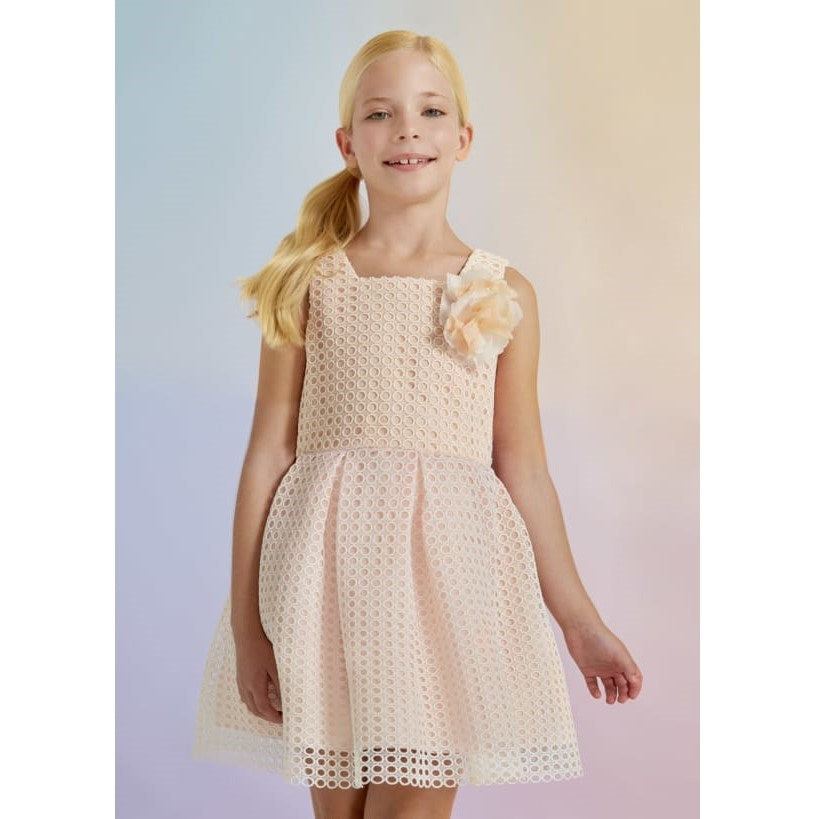 Abel Lula Yazlık Kız Abiye İşlemeli Elbise Somon