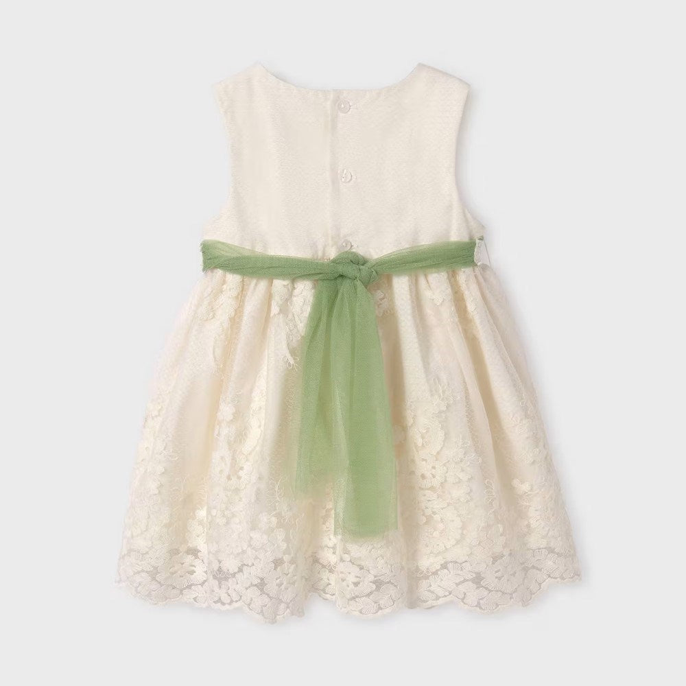 Abel Lula Yazlık Kız Bebek Abiye Elbise Ekru
