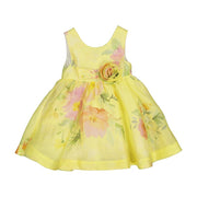 Abel Lula Yazlık Kız Bebek Abiye Keten Elbise Sarı