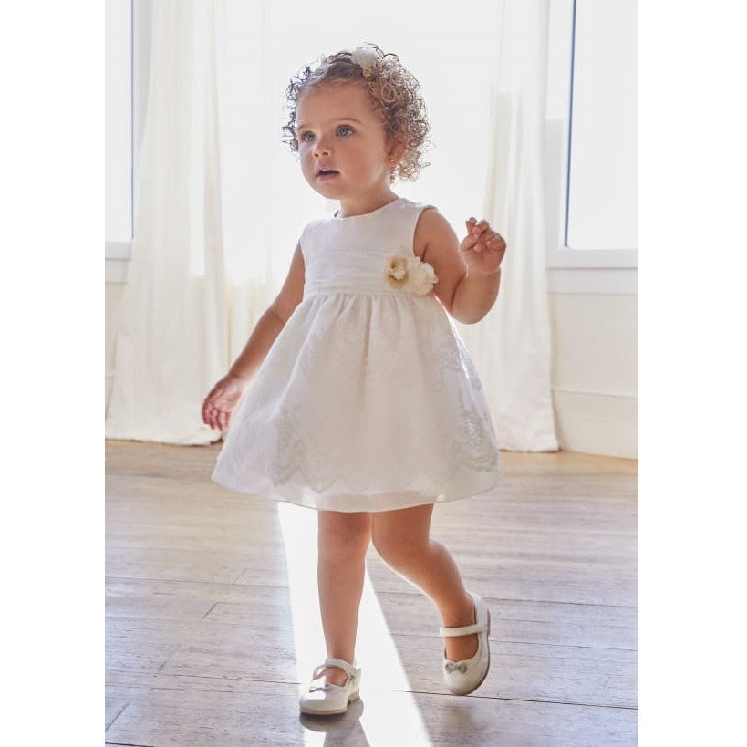 Abel Lula Yazlık Kız Bebek Abiye Organze Elbise Beyaz