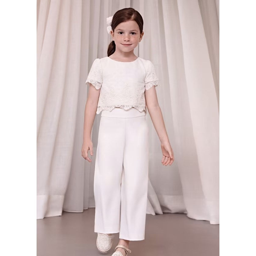 Abel Lula Yazlık Kız Bluz Pantolon Set Ekru