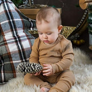 Adelie's Organik Pamuklu Uzun Kollu Pijama Takımı Açık Kahve