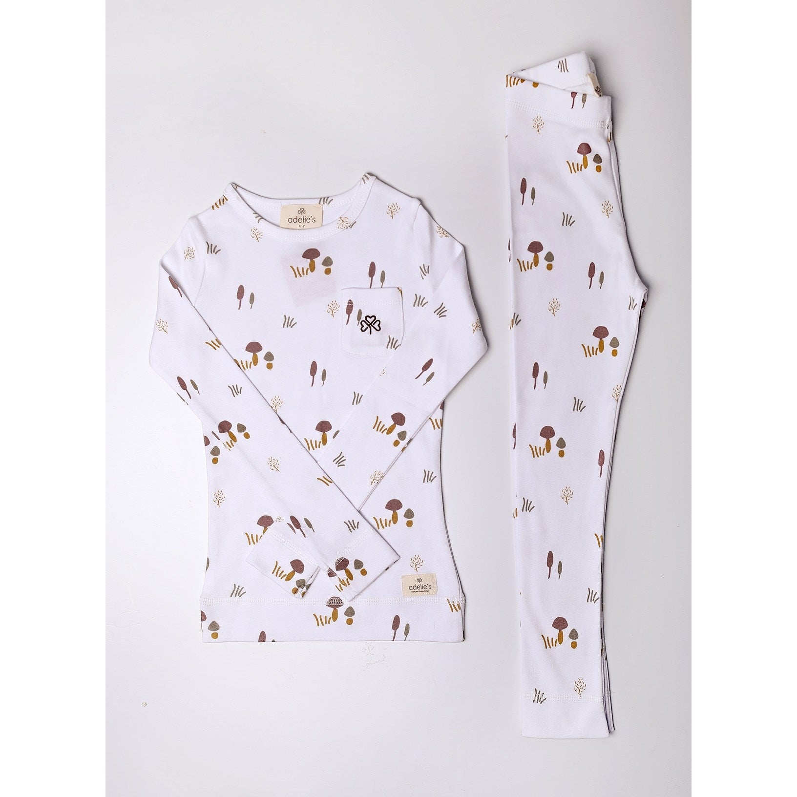 Adelie's Organik Pamuklu Uzun Kollu Pijama Takımı Ekru