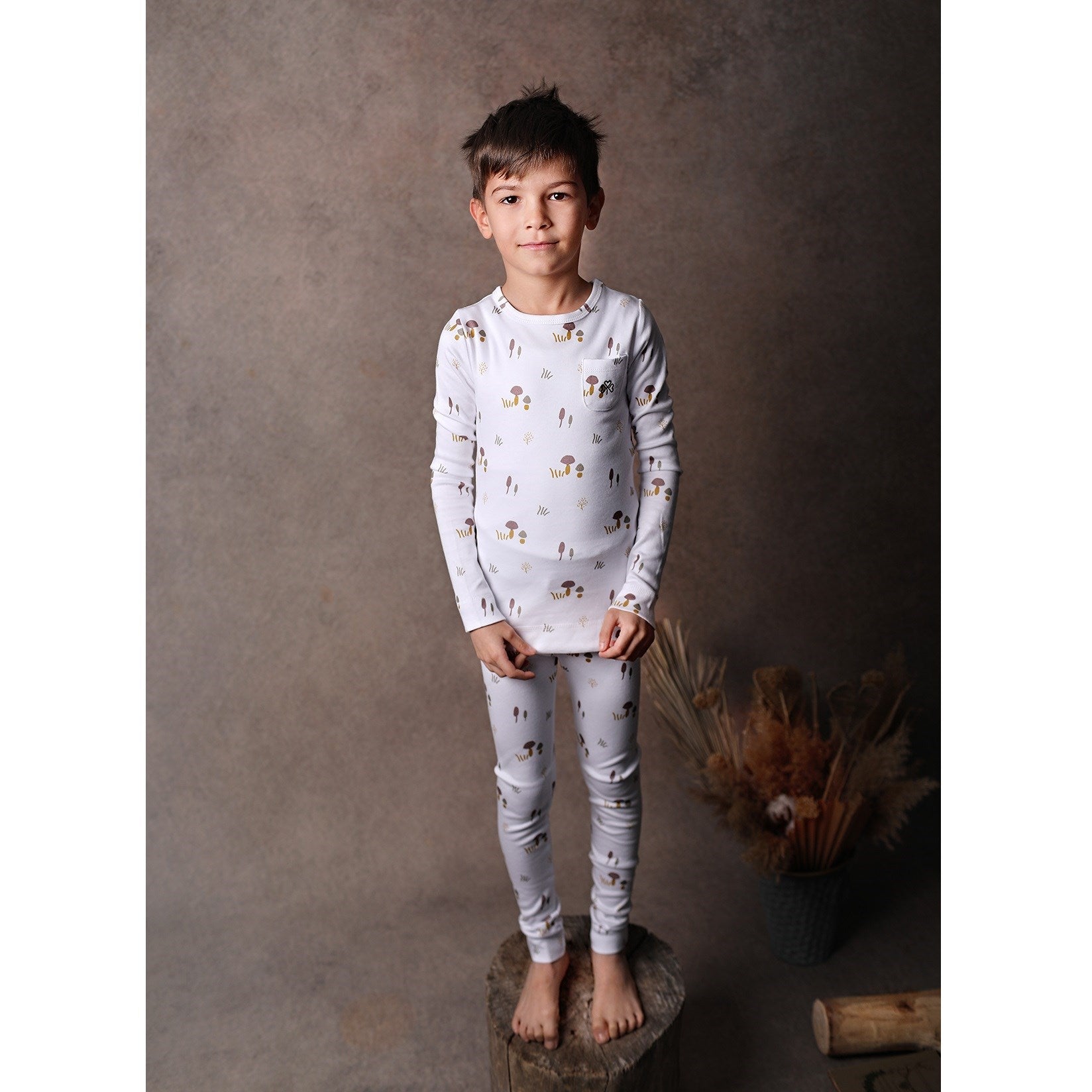 Adelie's Organik Pamuklu Uzun Kollu Pijama Takımı Ekru