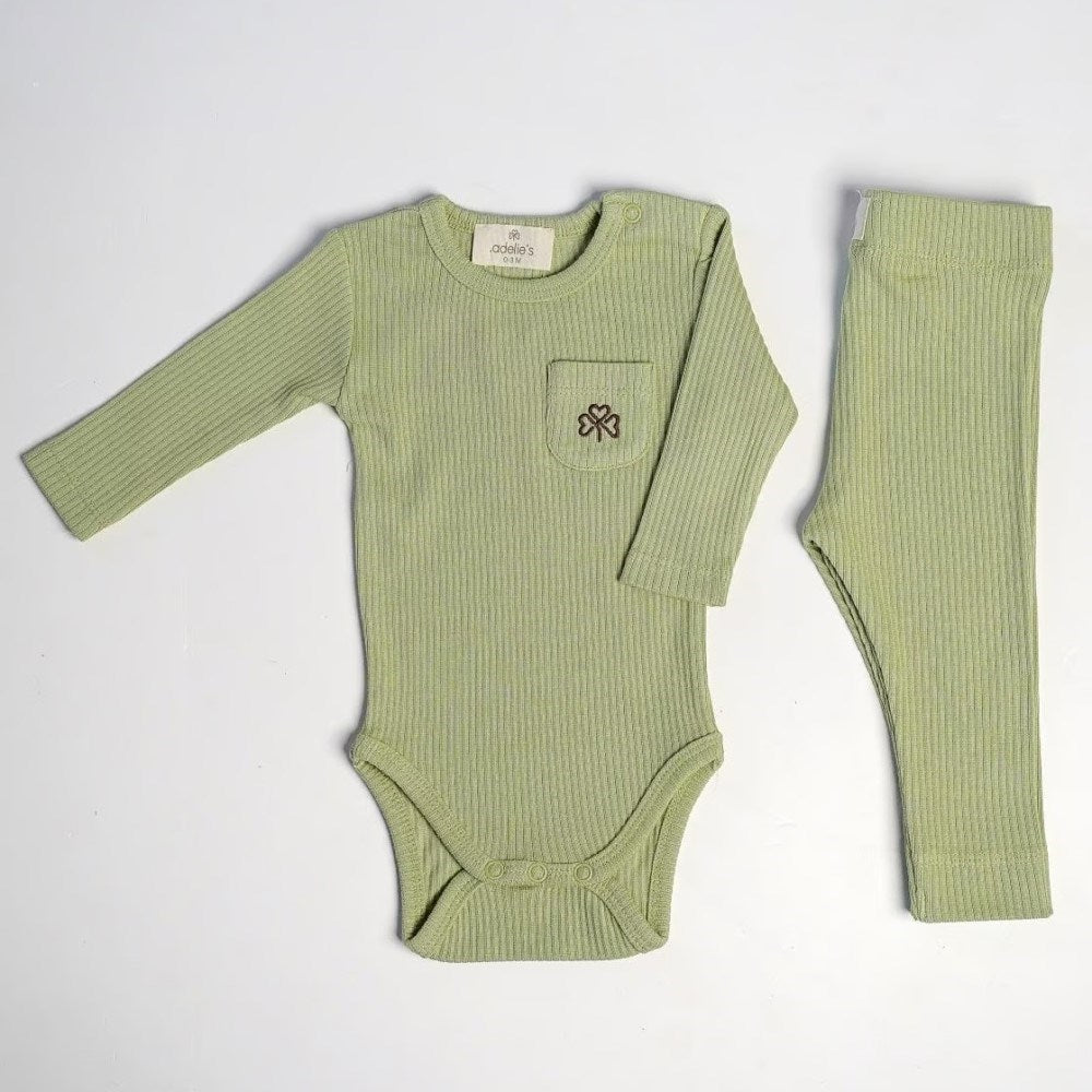 Adelie's Organik Pamuklu Uzun Kollu Pijama Takımı Fıstık Yeşili