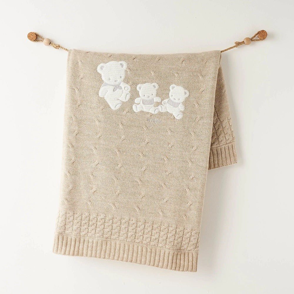 Andywawa Bebek İçi Kürklü Triko Örme Battaniye Bej