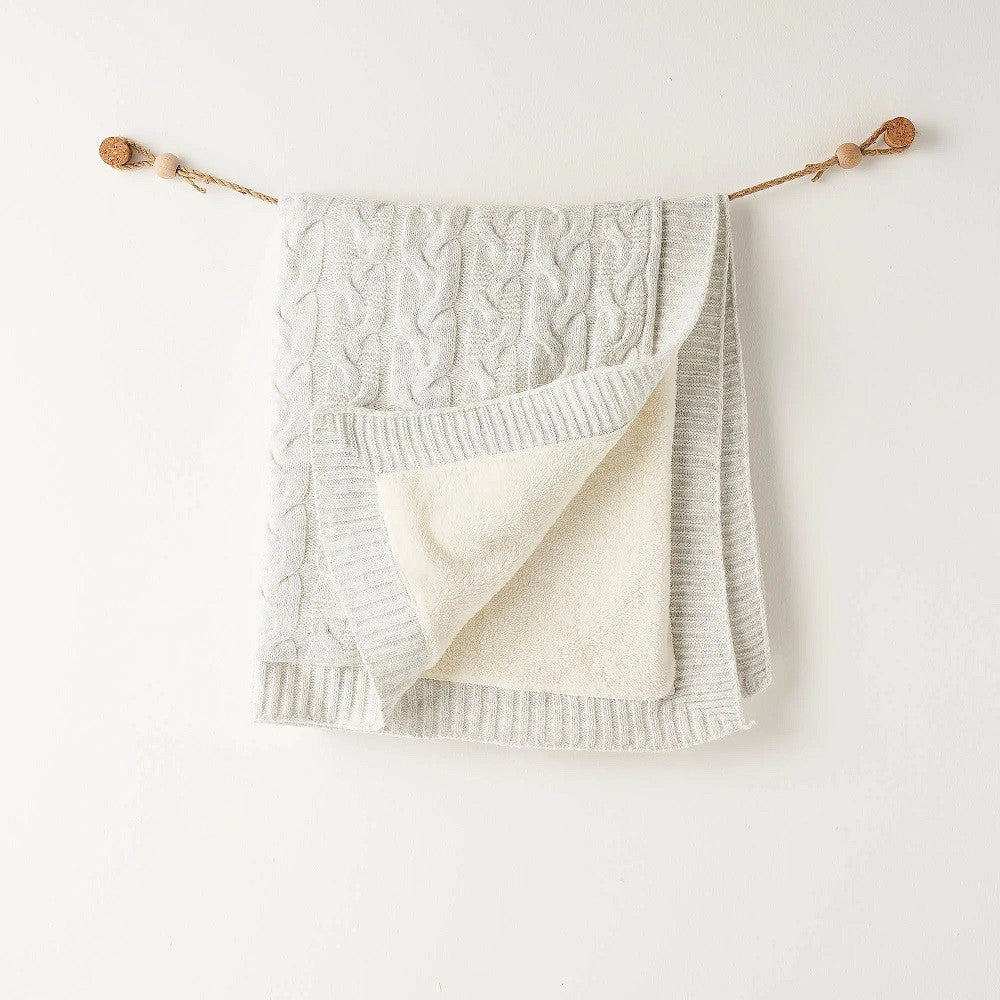 Andywawa Bebek İçi Kürklü Triko Örme Battaniye Gri