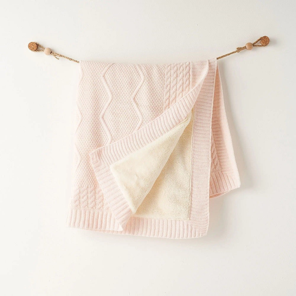 Andywawa Bebek İçi Kürklü Triko Örme Battaniye Pembe