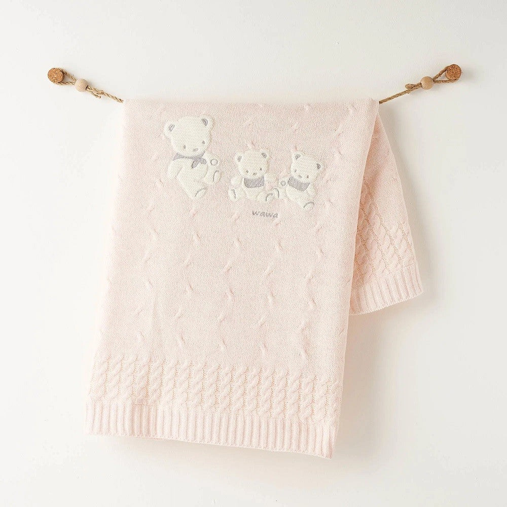 Andywawa Bebek İçi Kürklü Triko Örme Battaniye Pembe