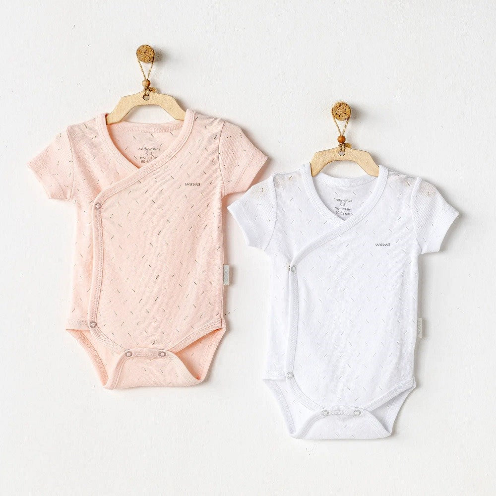Andywawa Bebek Kısa Kol Zıbın Body 2'li Set Pembe