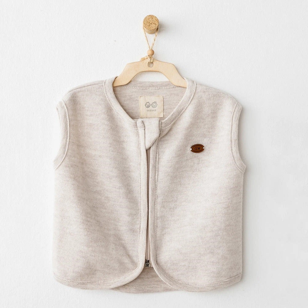 Andywawa  Bebek Kışlık Fermuarlı Yelek- Casual Bej