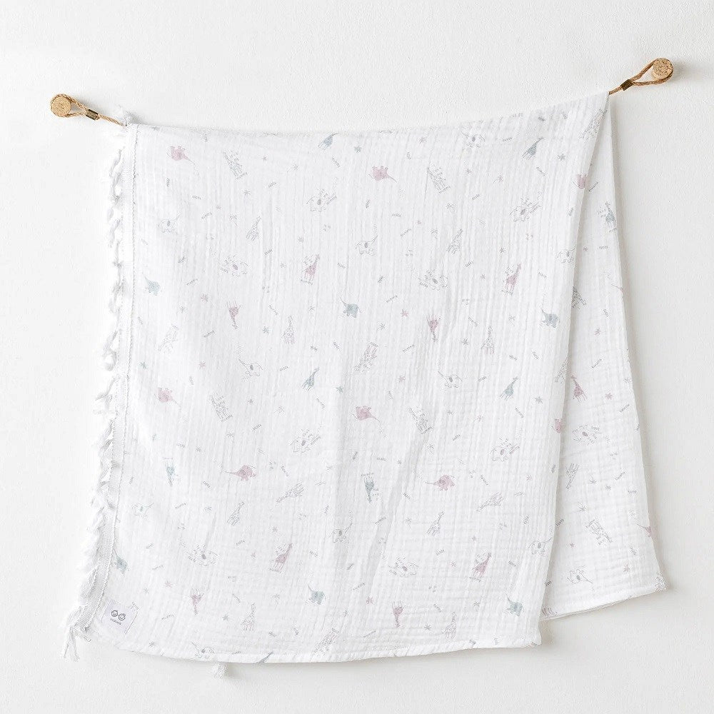 Andywawa Bebek Müslin Battaniye 105x120 - Love Family Ekru