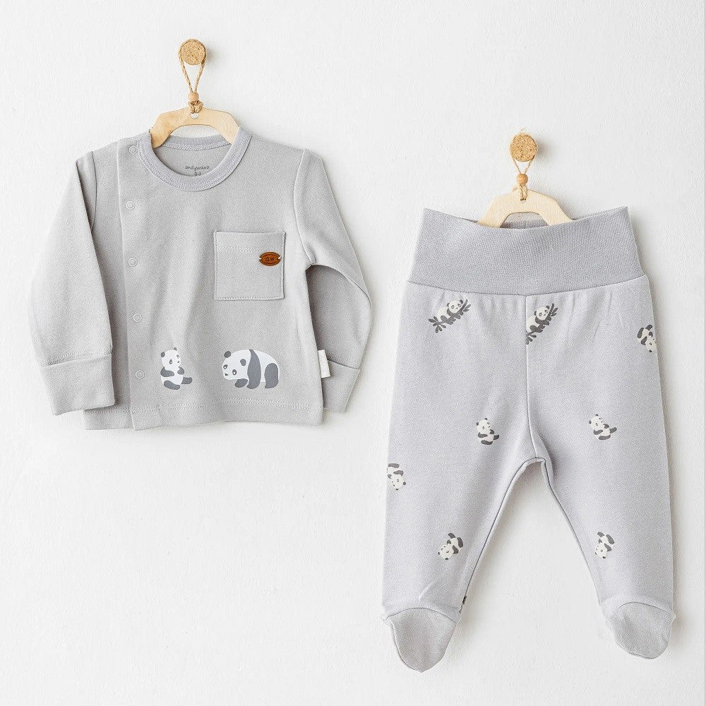 Andywawa Bebek Patikli Zıbın Takım 2'li  Set - Panda Mavi