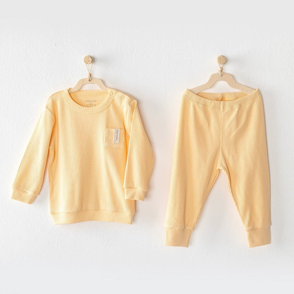 Andywawa Bebek Pijama Takımı 2'li Set Sarı