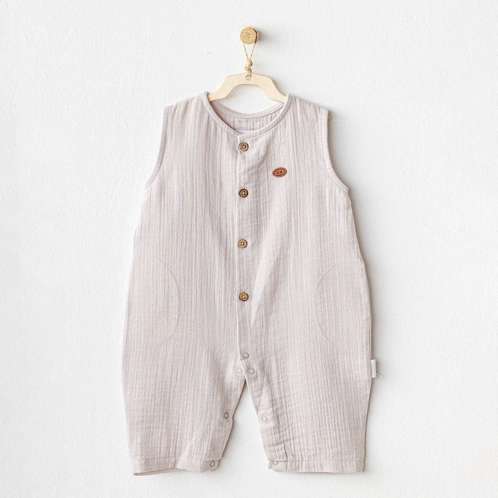 Andywawa Bebek Yazlık Müslin Romper Tulum Bej