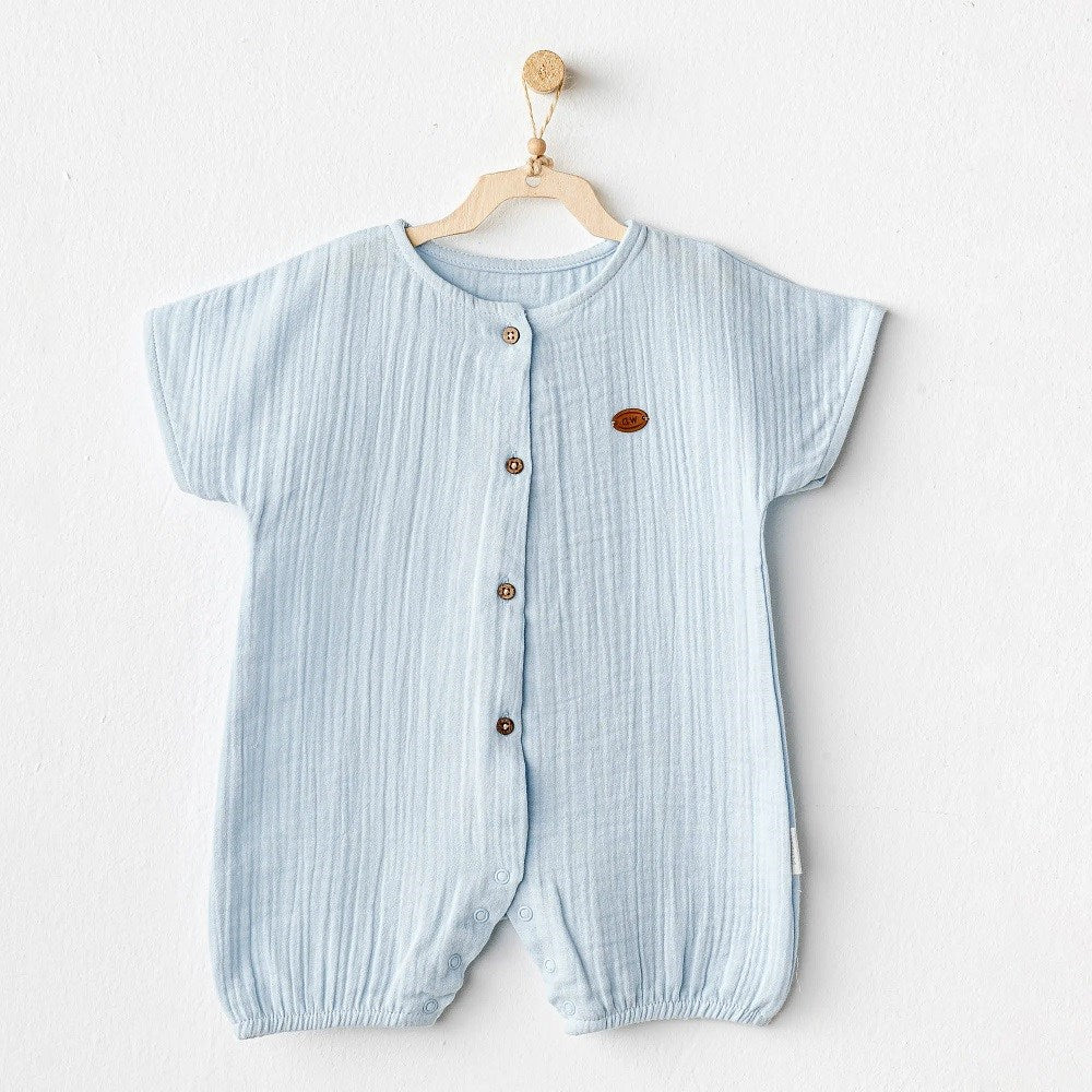 Andywawa Bebek Yazlık Müslin Romper Tulum Mavi