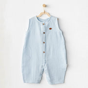 Andywawa Bebek Yazlık Müslin Romper Tulum Mavi