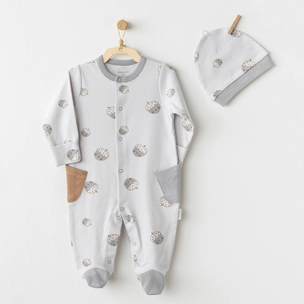 Andywawa Erkek Bebek Kışlık Şapkalı Tulum Gri