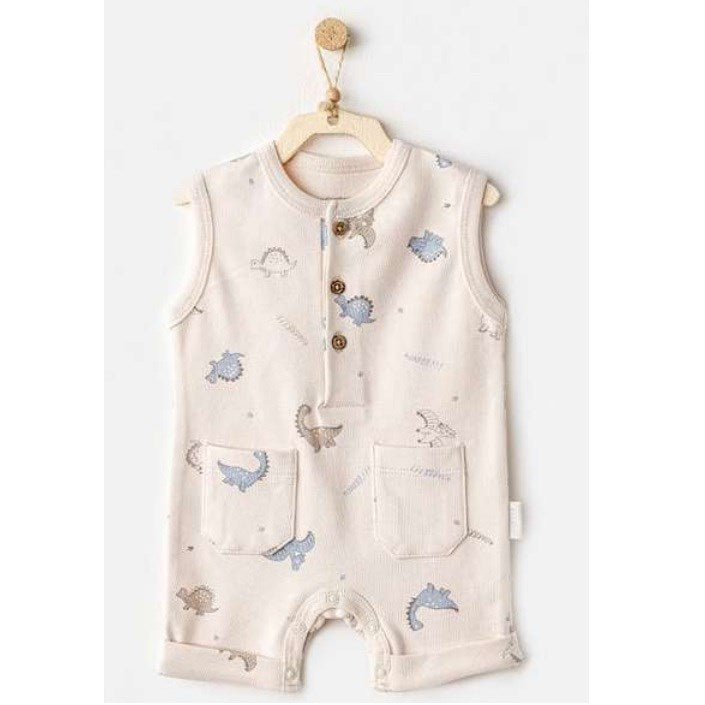 Andywawa Erkek Bebek Yazlık Tulum- Dino Krem