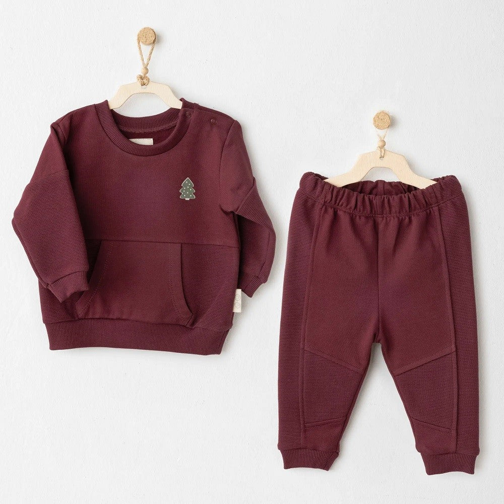 Andywawa Kışlık Erkek Bebek 2'li Takım Bordo