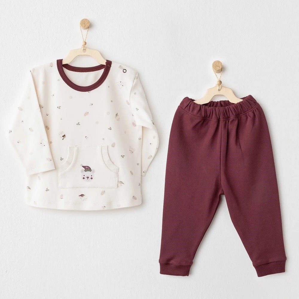 Andywawa Kışlık Erkek Bebek 2'li Takım Bordo