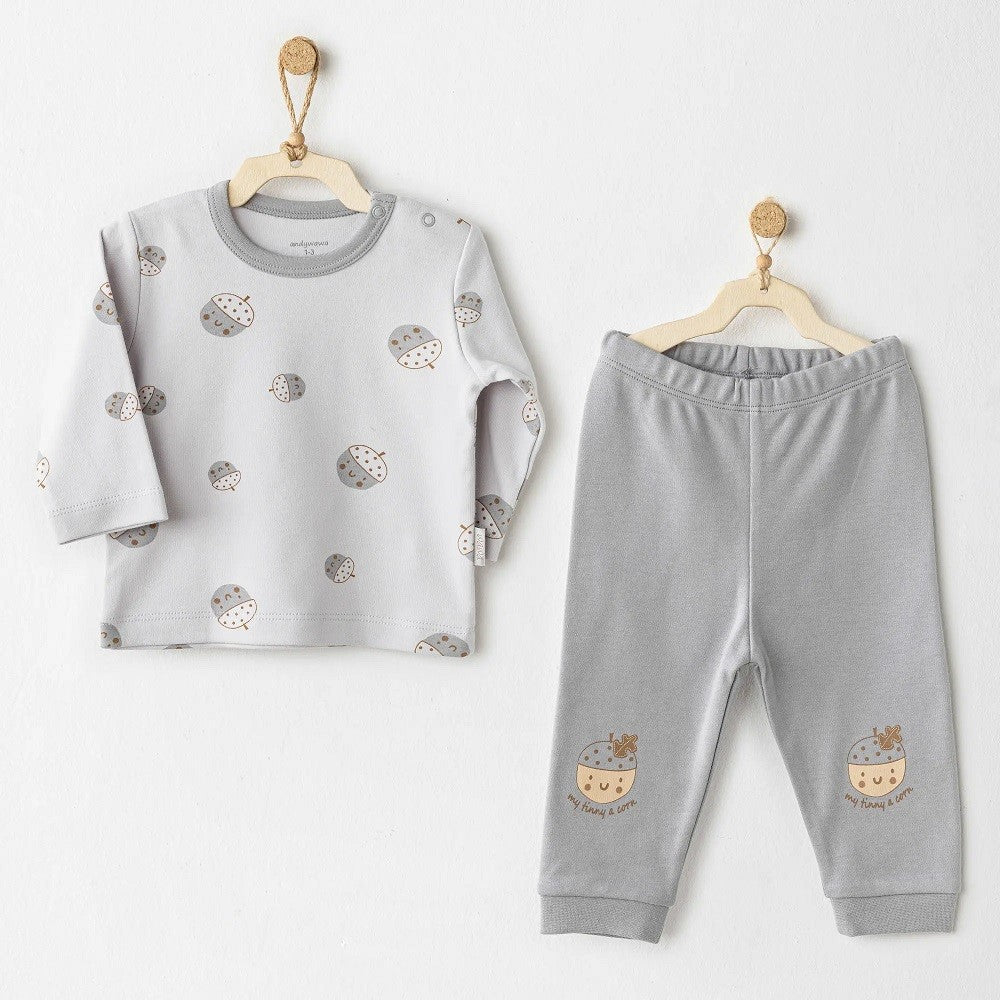 Andywawa Kışlık Erkek Bebek 2'li Takım Gri