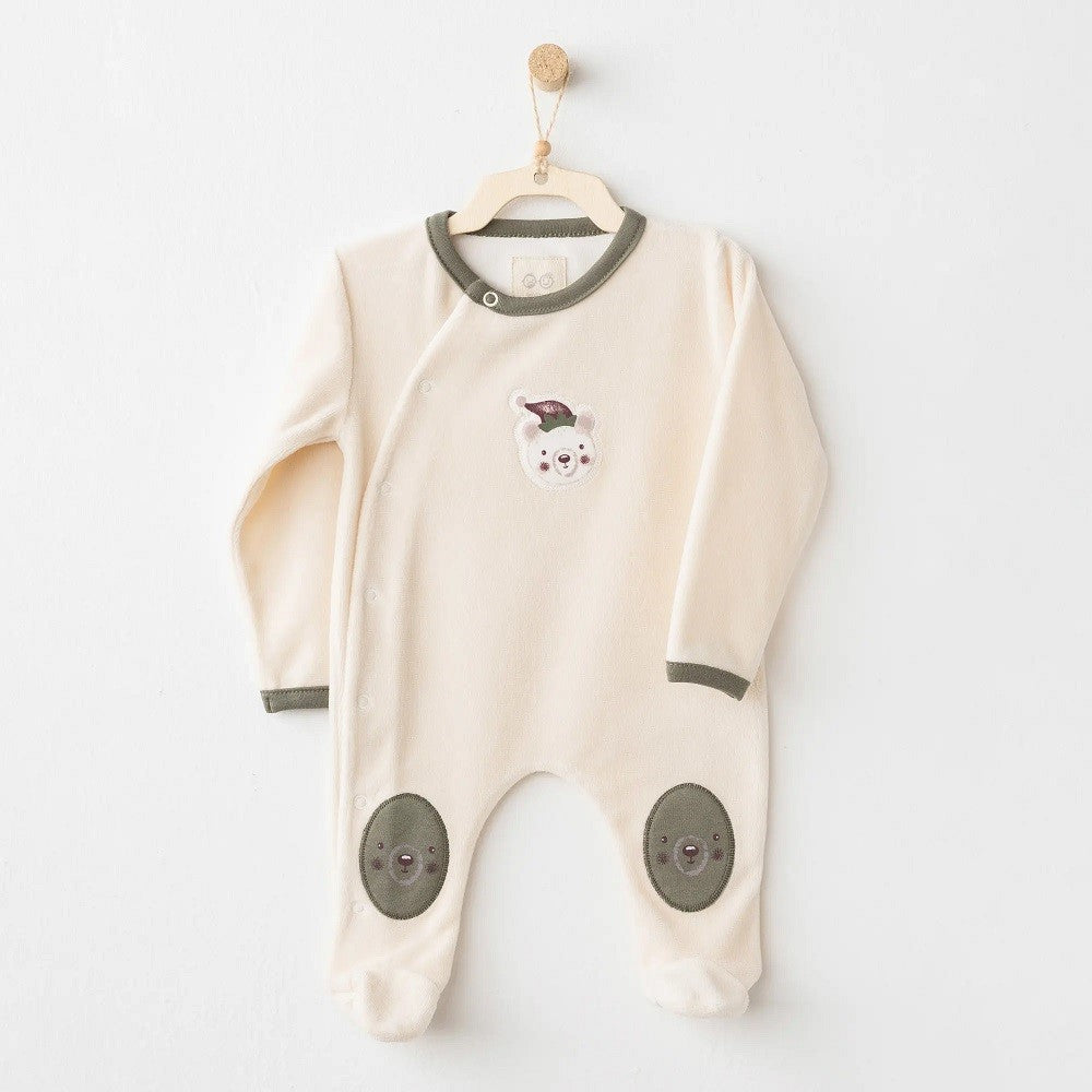 Andywawa Kışlık Erkek Bebek Kadife Tulum Yeşil