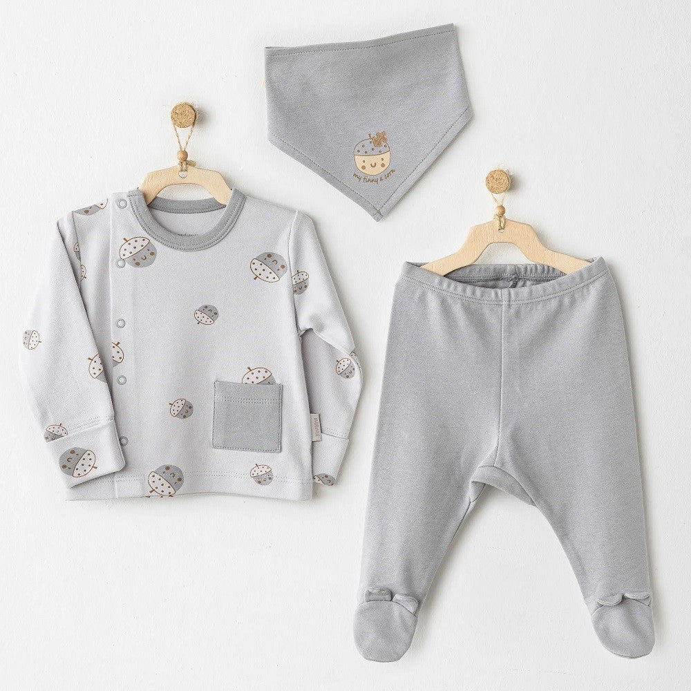 Andywawa Kışlık Erkek Bebek Patikli 2'li Takım Gri