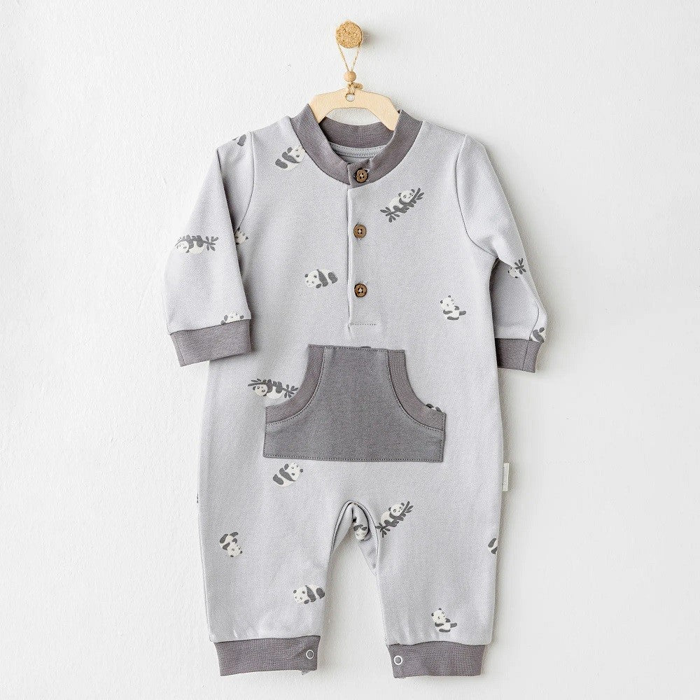 Andywawa Kışlık Erkek Bebek Tulum - Panda Gri