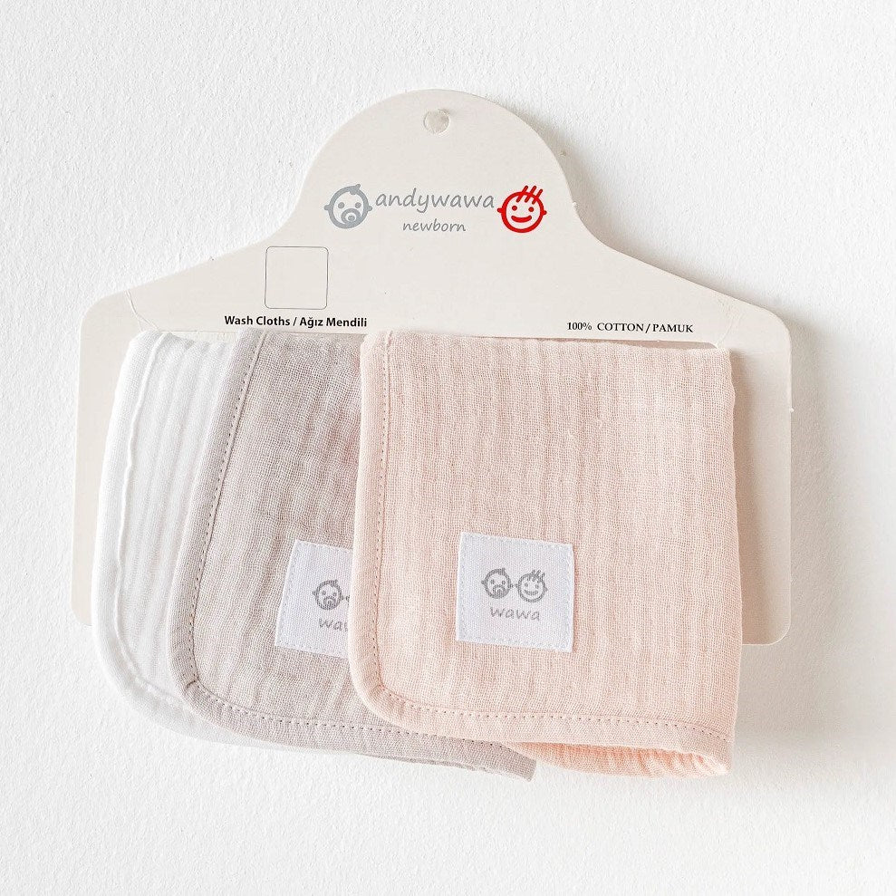 Andywawa Müslin Bebek Ağız Mendili 3'lü Pembe