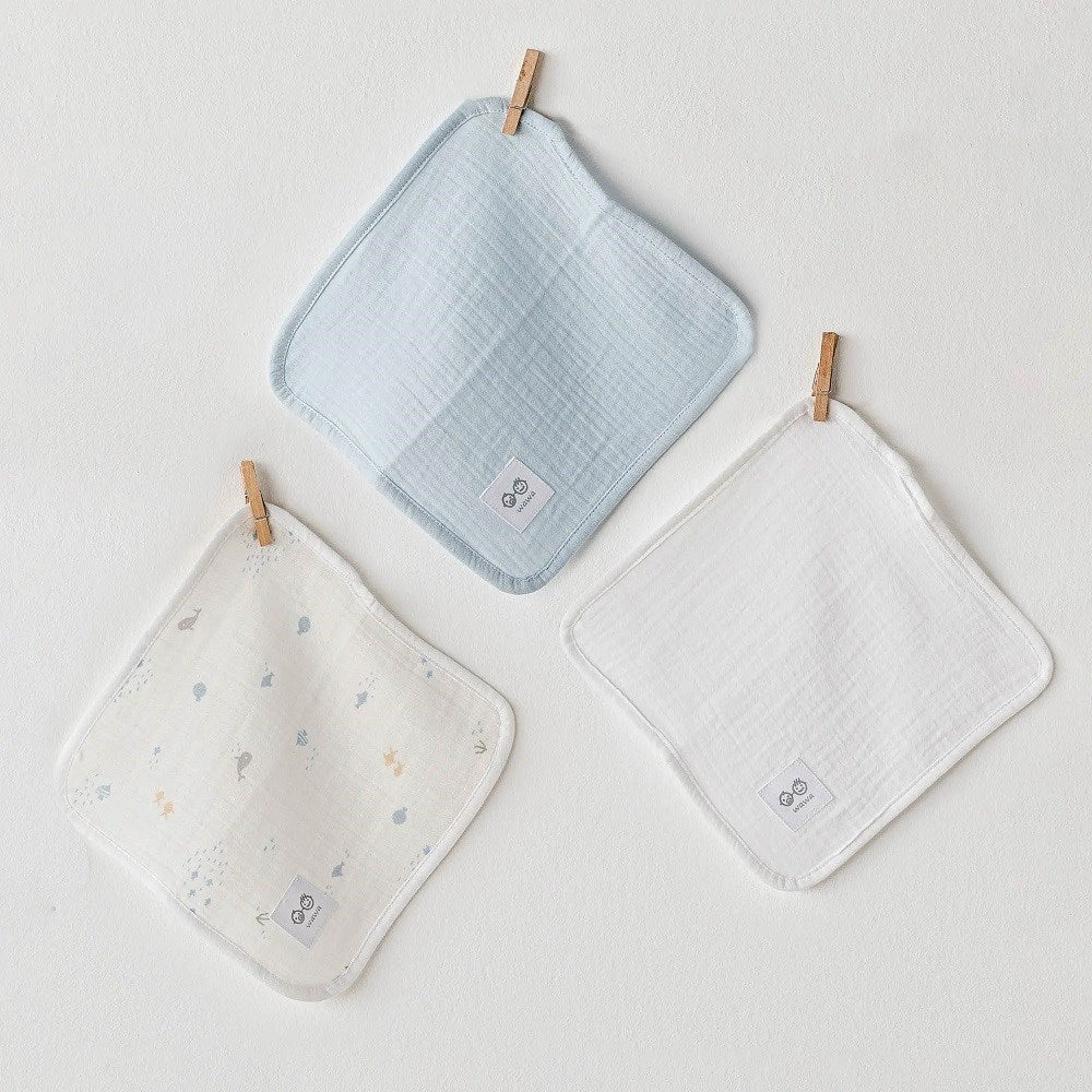 Andywawa  Penye Ağız Mendili 3'lü - 20x20 cm Mavi