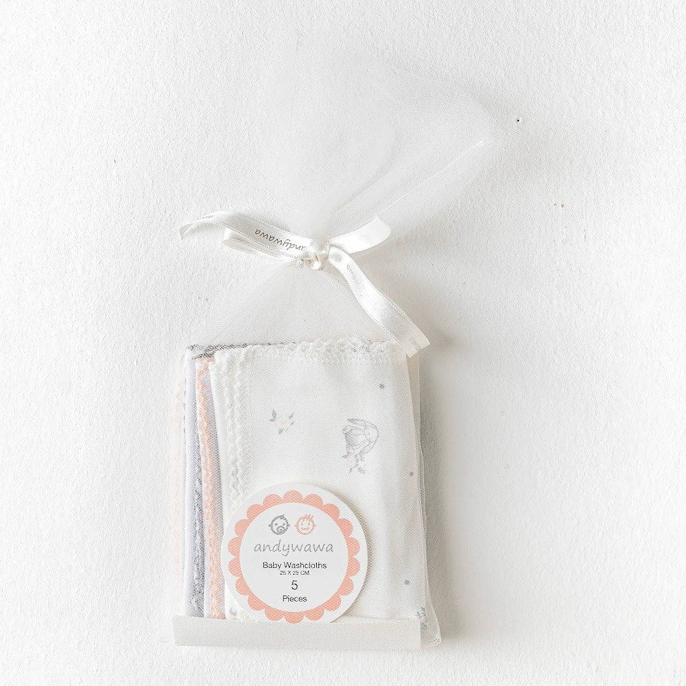 Andywawa  Penye Ağız Mendili 5'li -25x25 cm Ekru