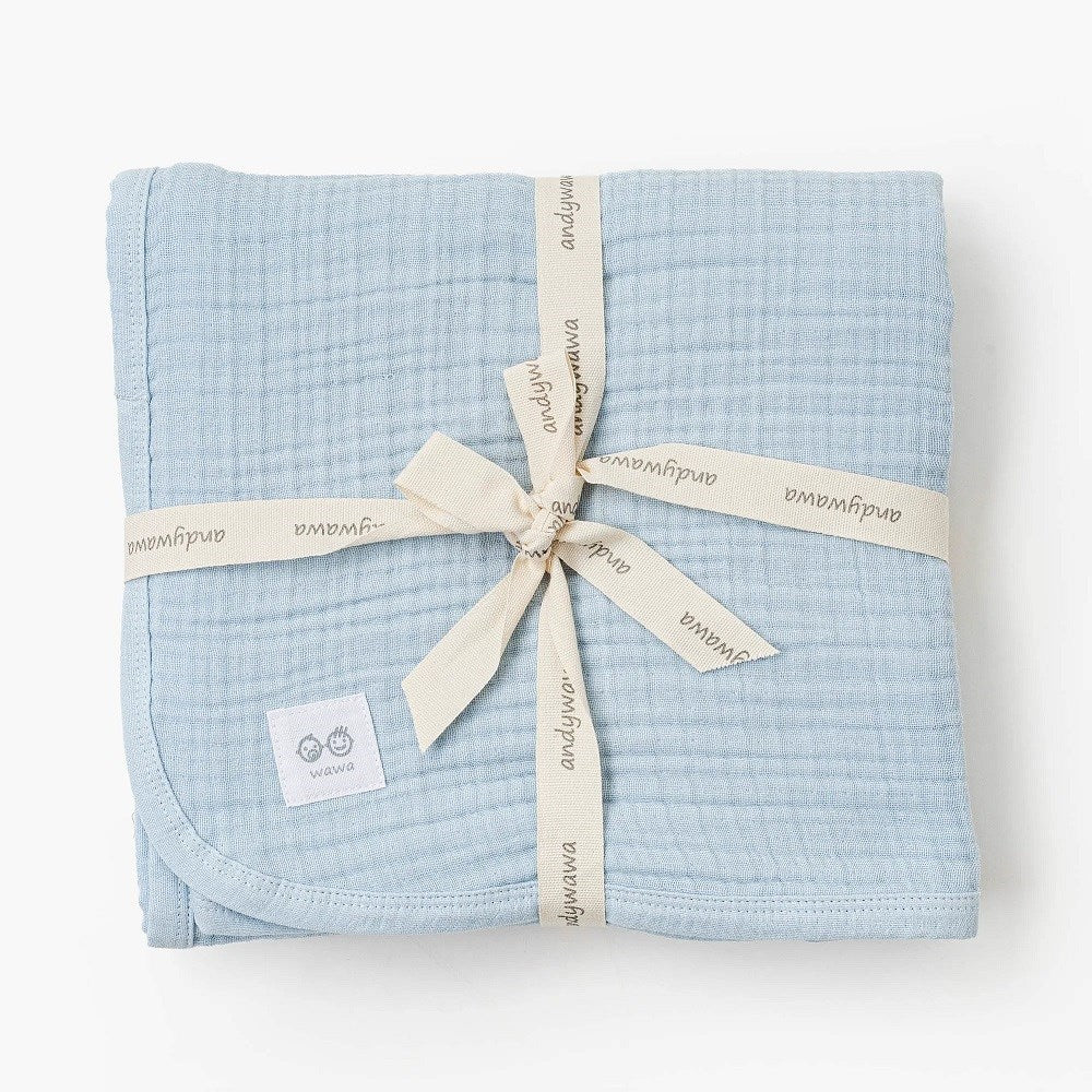 Andywawa Yazlık Bebek Müslin Battaniye 105x120 cm Mavi