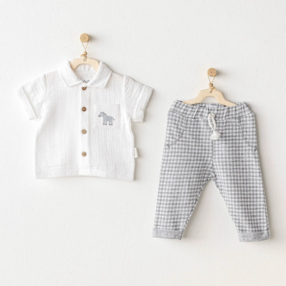 Andywawa Yazlık Erkek Bebek 2'li Set- Little King Gri