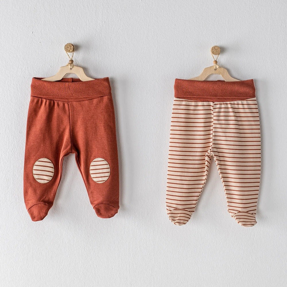 Andywawa Yazlık Erkek Bebek Patikli Pantolon 2'li Set Kiremit