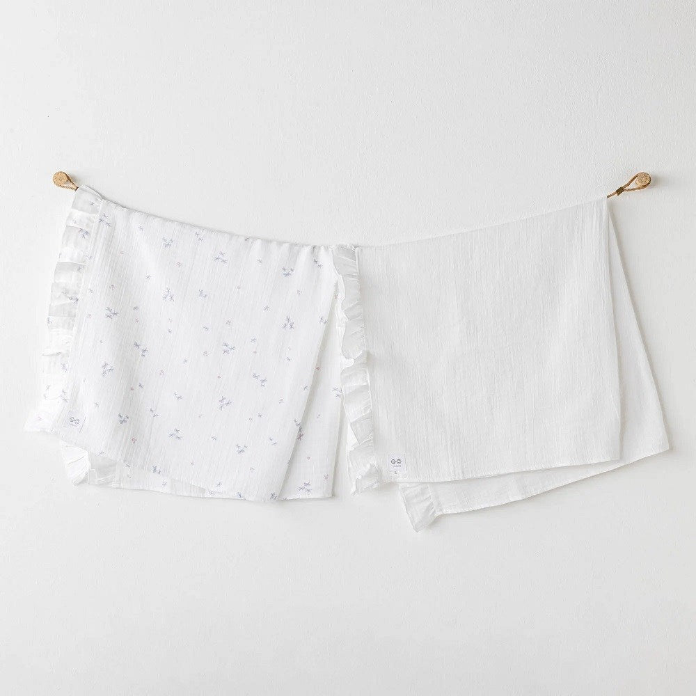 Andywawa Yazlık Kız Bebek Müslin Battaniye 85x90 cm 2'li Beyaz