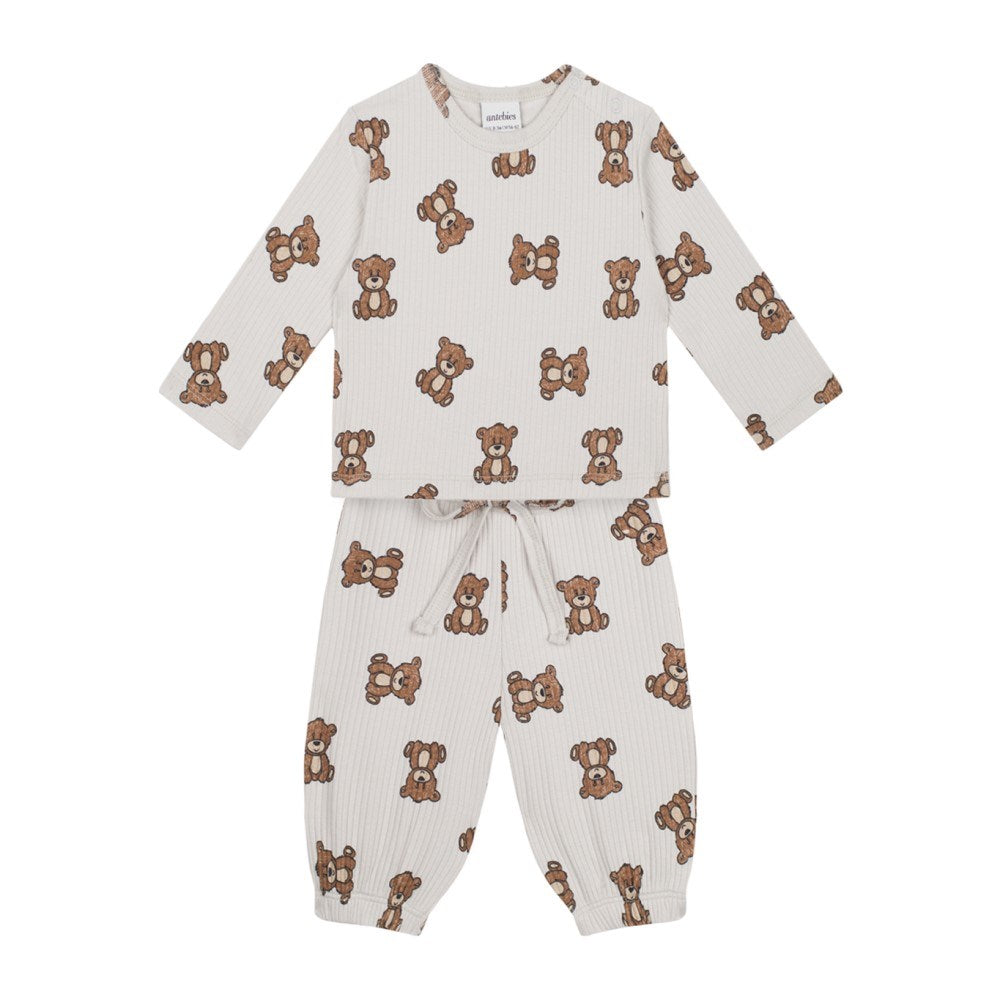 Antebies  Minik Ayılar Organik Pijama Takımı Bej