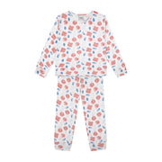 Antebies Suluboya Çiçek Organik Uzun Kollu Pijama Takımı Pembe