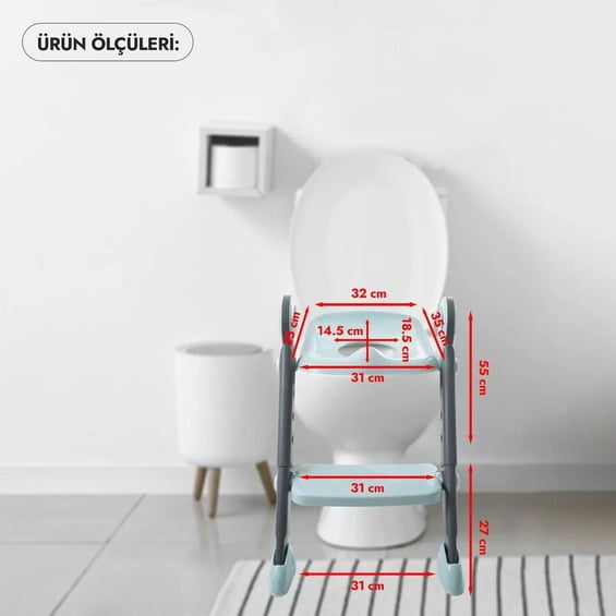 BabyJem Basamaklı Katlanabilir Klozet Adaptörü Antrasit