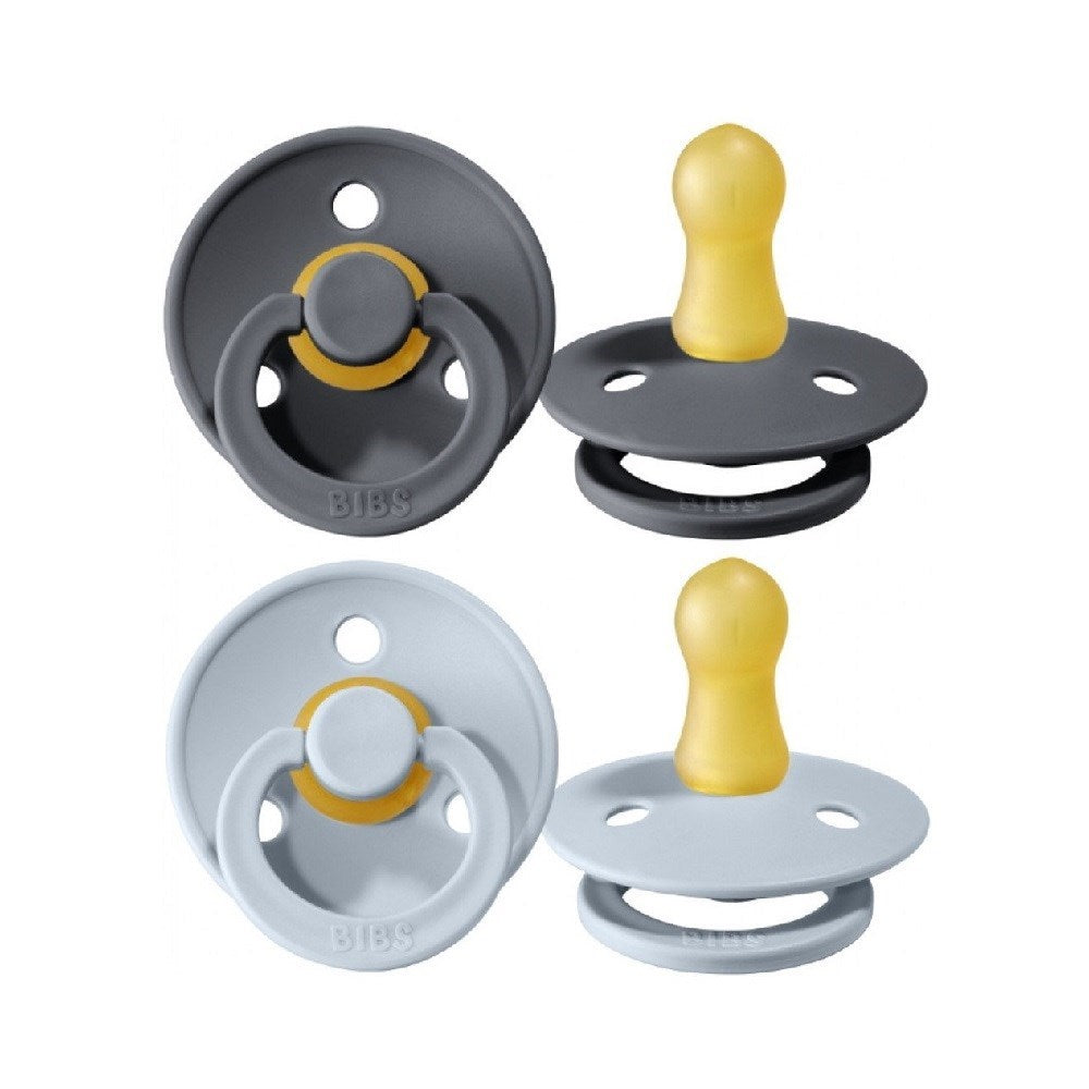 Bibs Colour Bebek Doğal Kauçuk 2'li  Emzik Iron / Baby Blue 6-18 Ay Mavi