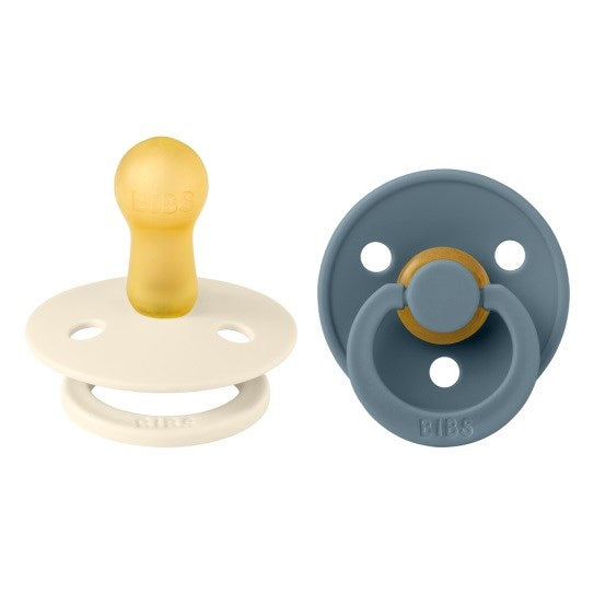 Bibs Colour Bebek Doğal Kauçuk 2'li  Emzik Ivory / Petrol 6-18  Ay Mavi
