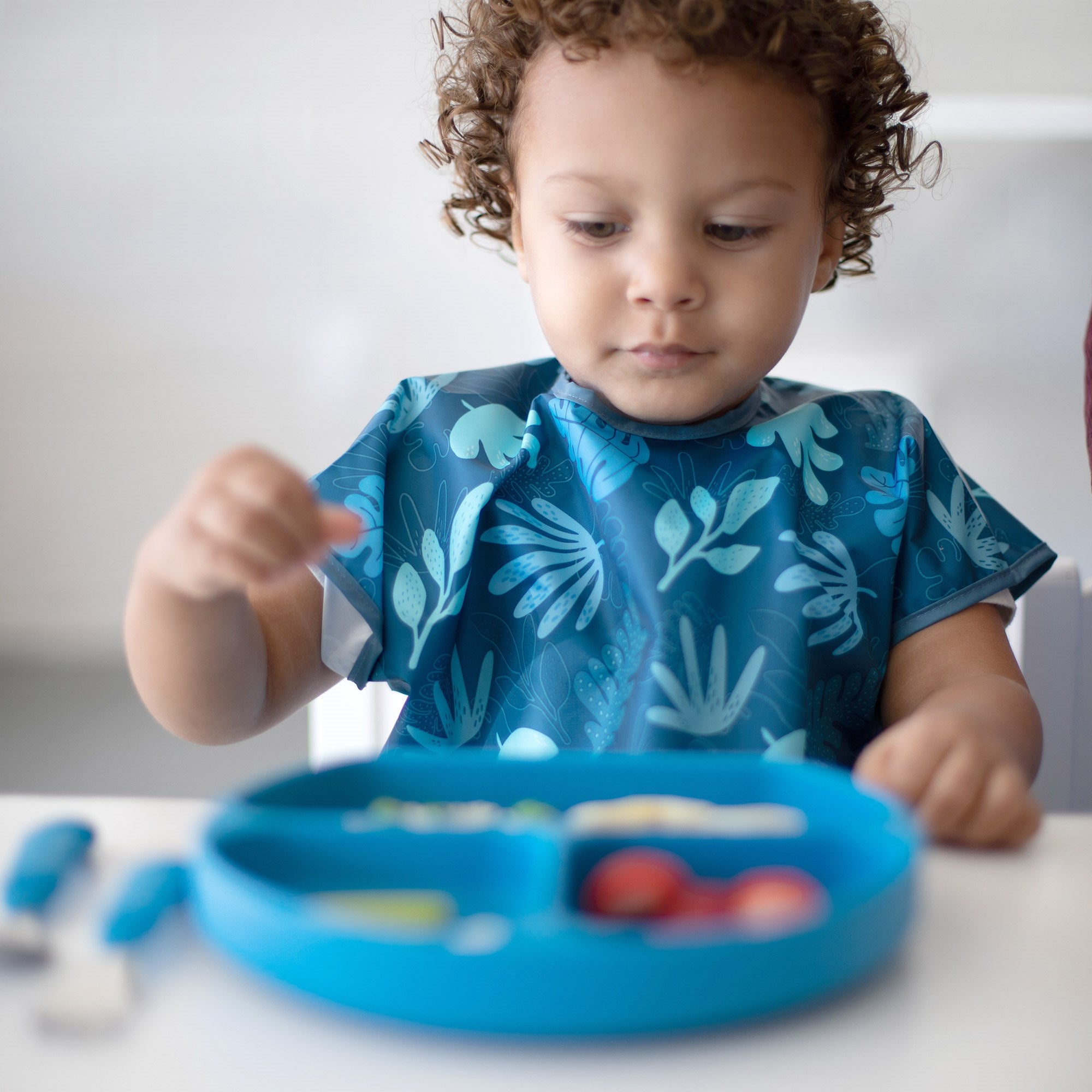 Bumkins Kısa Kollu Önlük (1-3 Yaş) - Blue Tropic