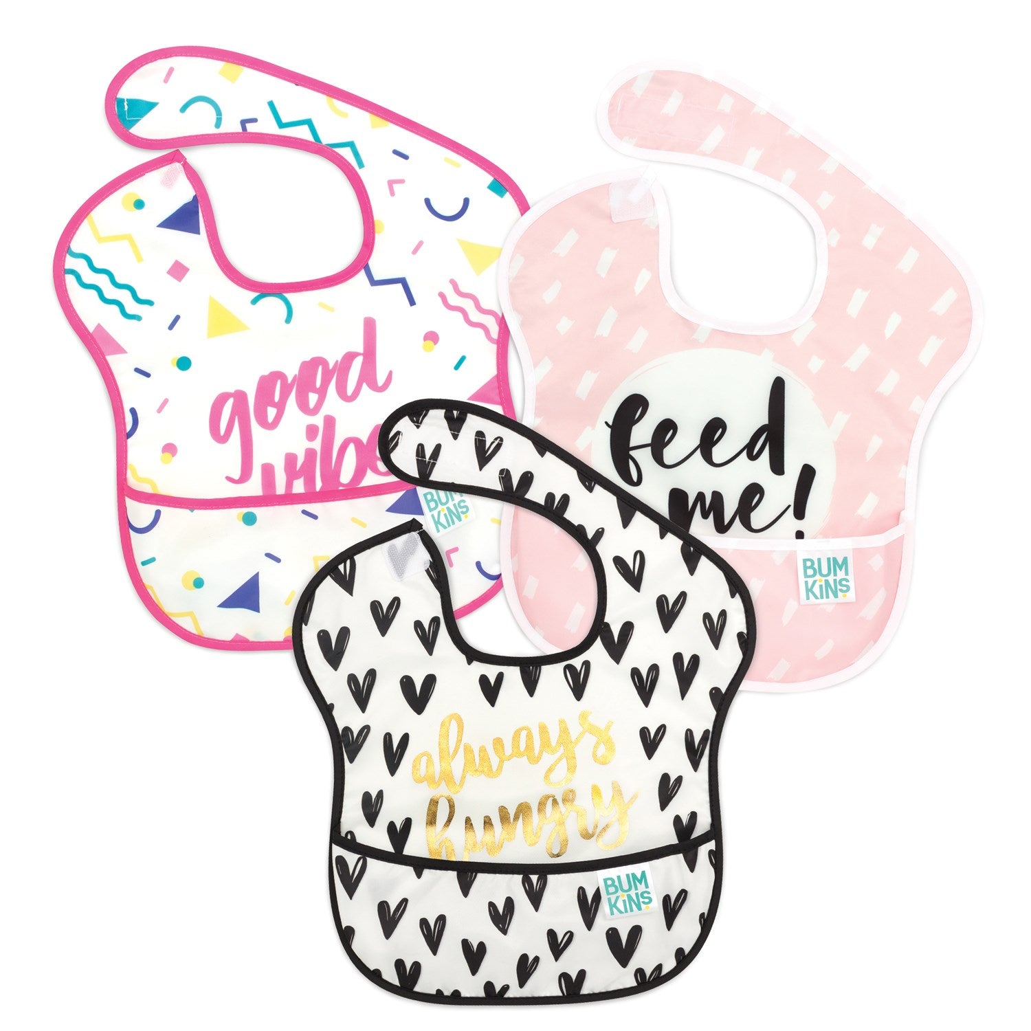 Bumkins SuperBib Önlük - 3lü Paket ( Always Hungry, Feed Me, & Good Vibes )