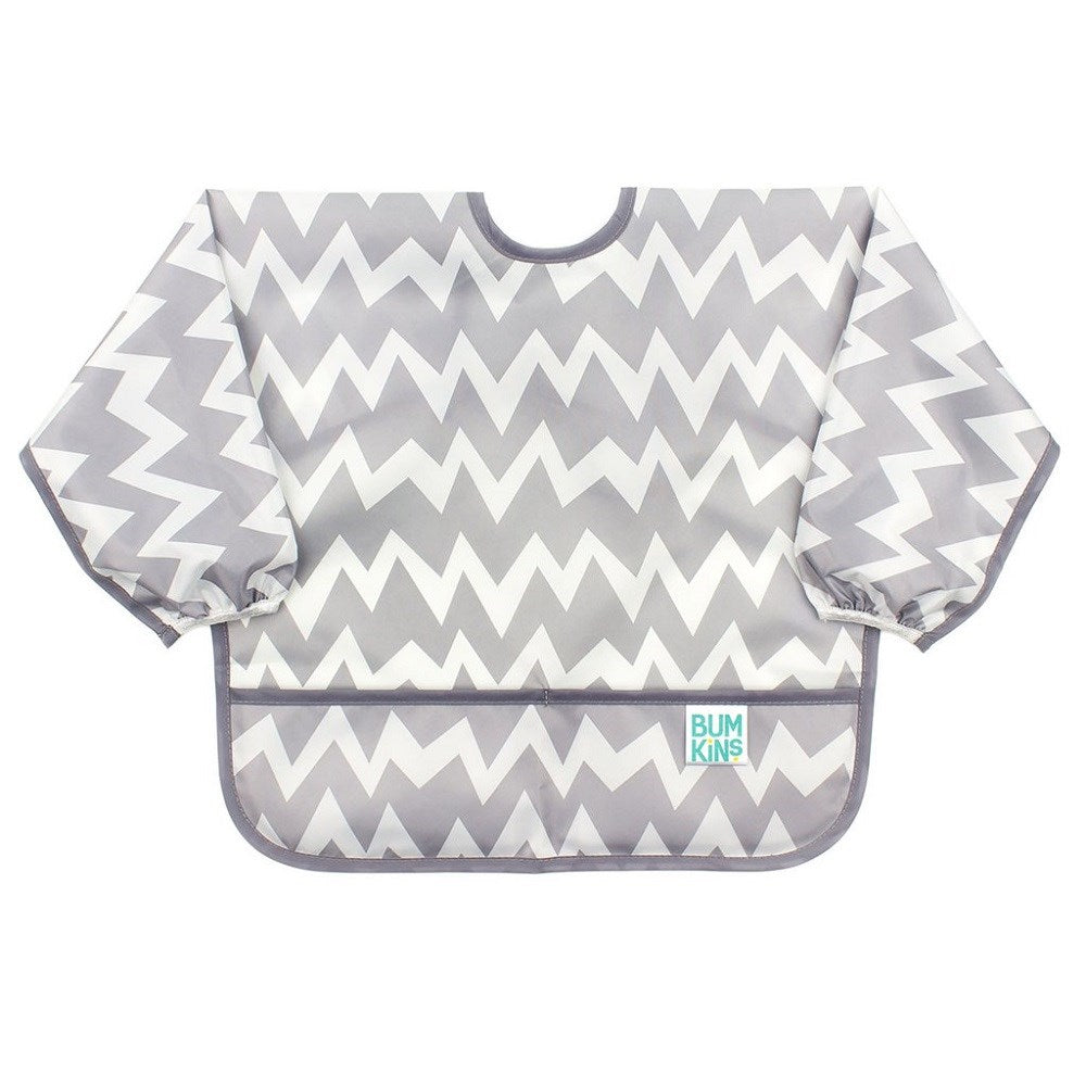 Bumkins Uzun Kollu Önlük (6-24 ay) - Grey Chevron