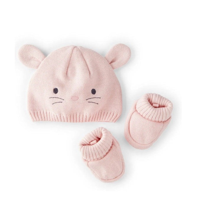 Carter's Kız Bebek Örme Patik Şapka 2'li Set Pembe